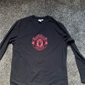 Black Long Sleeve Fleece Manchester United Shirt